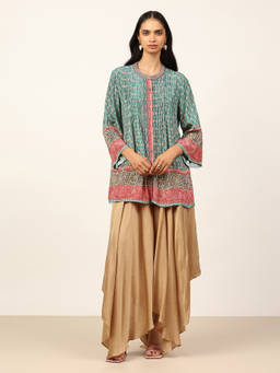 Ritu Kumar - Teal Safflower Full Sleeve Shirt