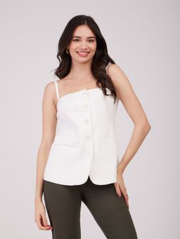 FableStreet - White Square Neck Top