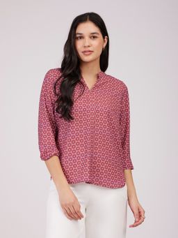 FableStreet - Brick Red Front Pleat Top