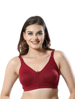 Bralux - Full Coverage Non-Padded Non-Wired Seamless Bra-Wide Elastic & Wing-Maroon