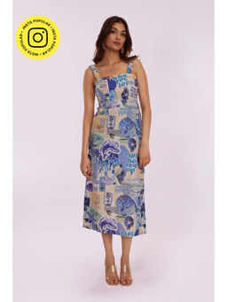 Poppi - Azul Printed Midi Dress