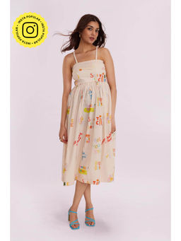 Poppi - Happy Printed Strappy Midi Dress