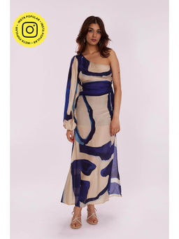 Poppi - Sapphire Printed One-Shoulder Dress
