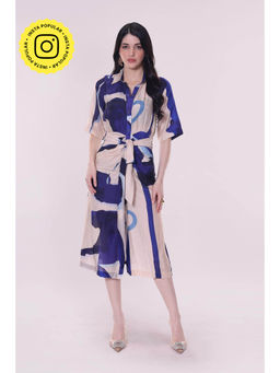 Poppi - Sapphire Printed Shirt Style Dress