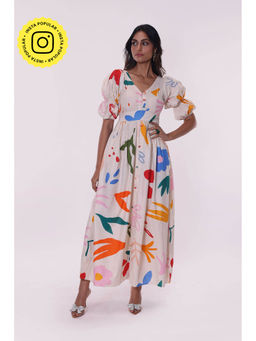 Poppi - Women Off White Printed Maxi Dress