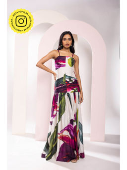 Poppi - Whimsy Printed Pleated Multi-Color Dress