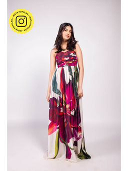 Poppi - Whimsy Printed Multi-Color Maxi Dress