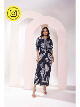 Poppi - Chalk Printed Wrapped Black Co-Ord (Set of 2)