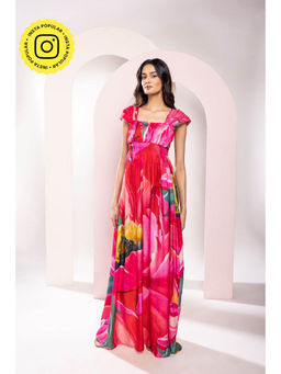 Poppi - Pink Caspian Printed Maxi Dress