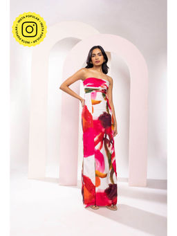 Poppi - Multicolor Zinnia Printed Strapless Maxi Dress