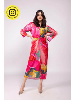 Poppi - Pink Caspia Printed Wrap Co-Ord Set