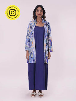 Poppi - Azul Printed Dress with Shirt