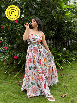 Poppi - Gardenia Printed Cutout Maxi Dress