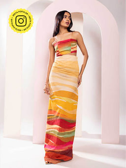 Poppi - Flow Printed Cutout Maxi Dress