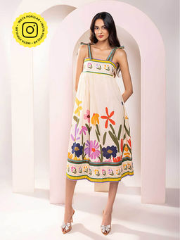 Poppi - Folk Printed Strappy Midi Dress