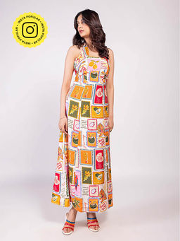 Poppi - Stamp Printed Halter Neck Dress