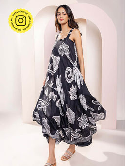 Poppi - Chalk Printed Loose Fit Maxi Dress