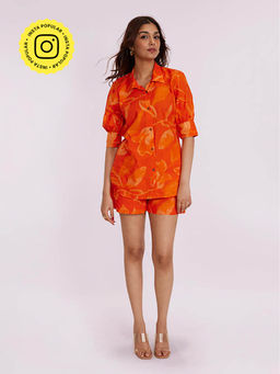 Poppi - Tulip Printed Shirt and Shorts Co-Ord Set