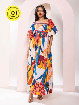Poppi - Rosylyn Printed One Shoulder Maxi Dress