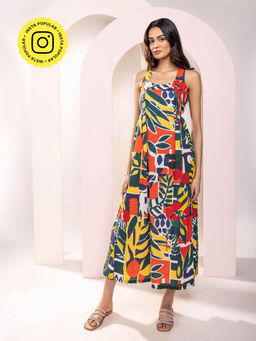Poppi - Willow Printed Strappy Midi Dress