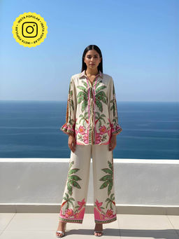 Poppi - Womens Off White Printed Co-Ord Set