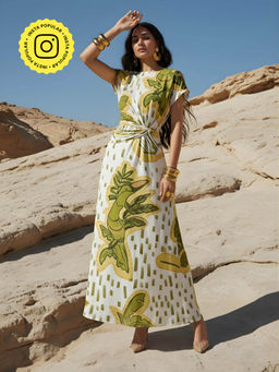 Poppi - Womens Green The Coco Printed Maxi Dress