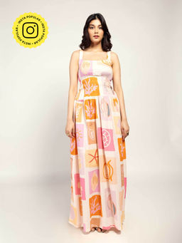 Poppi - Womens White Shelly Printed Strappy Dress