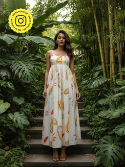 Poppi - Ivory Paisley Printed Pleated Dress
