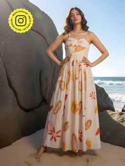 Poppi - Ivory Paisley Printed Maxi Dress