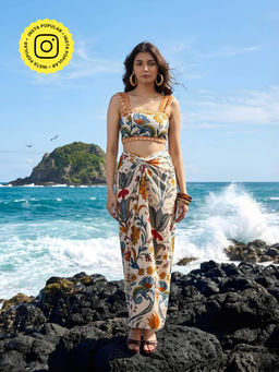 Poppi - Blue Farm Printed Bustier and Skirt Set