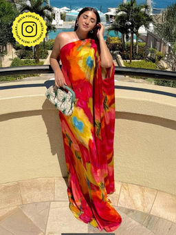 Poppi - Red Cerise Printed Kaftan Dress