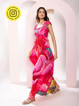 Poppi - Pink Caspia Printed Maxi Dress