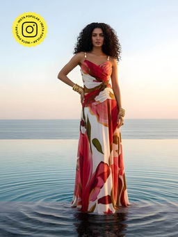 Poppi - Red Rosa Pleated Maxi Dress