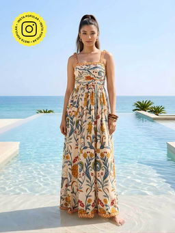 Poppi - Ivory Farm Printed Midi Dress