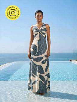 Poppi - Blue Nivora Printed Sleeveless Dress
