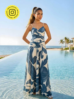 Poppi - Blue Nivora Printed Maxi Dress