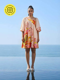 Poppi - Yellow Amara Printed Mini Dress