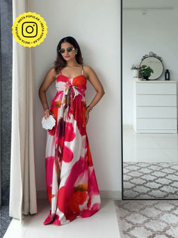 Poppi - Red Zinnia Printed Maxi Dress