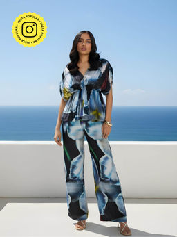 Poppi - Black Dusk Printed Top and Pant Set