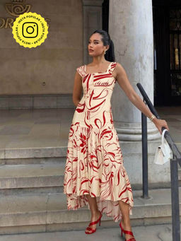 Poppi - Peony Asymmetrical Beige Dress
