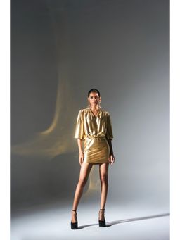 KANGANA TREHAN - Metallic Gold Solid/Plain Dress