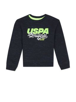 U.S. POLO ASSN. - Boys Black Brand Print Crew Neck Sweatshirt