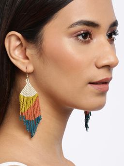 Blueberry - Blue And White Beaded Drop Earring