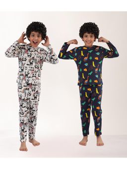 ANTHRILO - Multi-Color Cotton Printed 2 T-Shirts and 2 Pyjama (Set of 4)