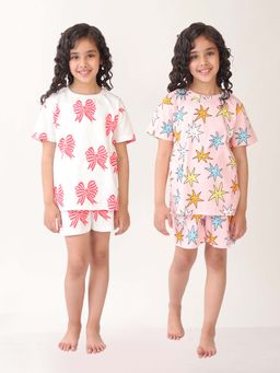 ANTHRILO - Multi-Color Cotton Printed 2 T-Shirts and 2 Shorts (Set of 4)