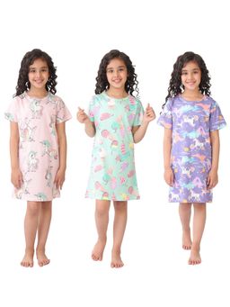 ANTHRILO - Multi-Color Cotton Printed Night Dress (Pack of 3)