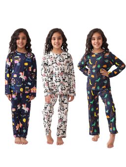 ANTHRILO - Multi-Color Cotton Printed 3 T-Shirts and 3 Pyjama (Set of 6)