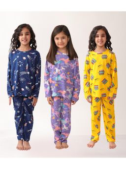ANTHRILO - Multi-Color Cotton Printed 3 T-Shirts and 3 Pyjama (Set of 6)