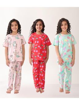 ANTHRILO - Multi-Color Cotton Printed 3 T-Shirts and 3 Pyjama (Set of 6)