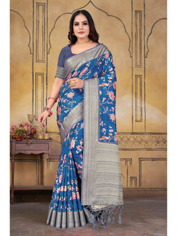 Suha - Royal Blue Matka Silk Rich Woven Pallu Saree With Unstitched Blouse